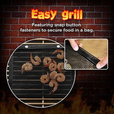 Reusable Non-stick BBQ Grill Mesh Bags - 4Cookers